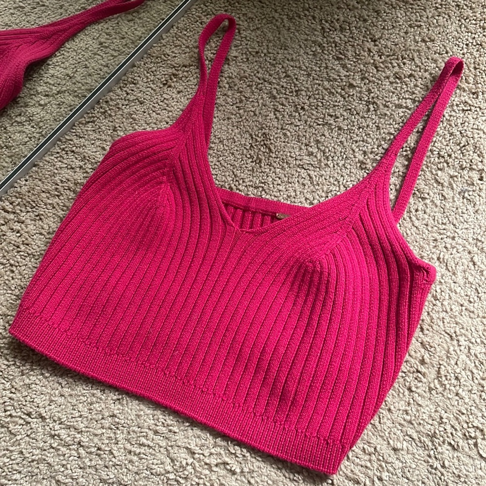 Pink Knit Free People Crop/Tank Top